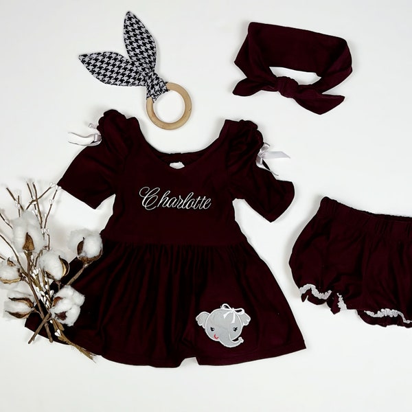 Elephant Baby Girl Dress Etsy