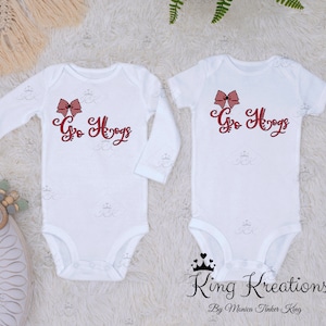 Go Hogs Baby Onesie / Sports Baby Clothes/ Football Baby Clothes/ Hogs onesie with red bows