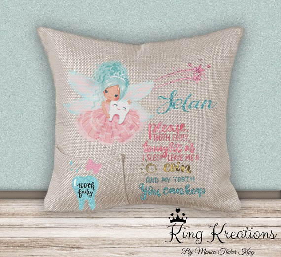 Tooth Fairy Pillow Personalized Tooth Fairy Pillow Personalized Girls Tooth Fairy Pillow Etsy