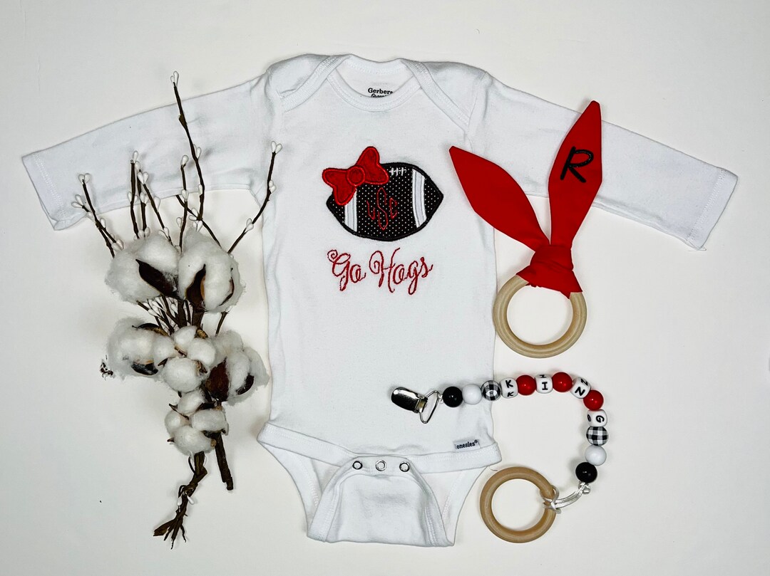 Monogrammed Football Baby Girl Onesie/personalized Embroidered Baby