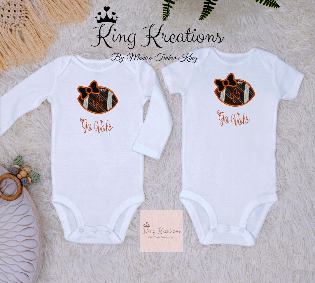 Monogrammed Football Baby Girl Onesie/embroidered Baby Etsy