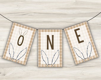 Some Bunny is One Blue Banner, Easter Baby First Birthday, Digital Download Printable