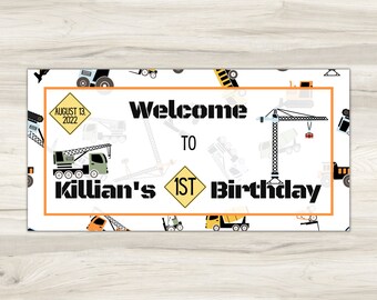 Construction Birthday Party Welcome Banner, Customizable, Editable Instant Download, Construction Party Printable, Party Zone