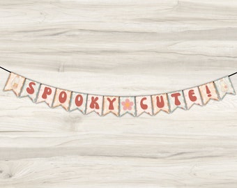 Spooky Cute Halloween Banner, Halloween Ghost Sign Digital Download, Instant Download, Halloween Ghost Party Printable, Ready to Print & Cut