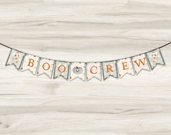 Boo Crew Halloween Banner, Halloween Ghost Sign Digital Download, Instant Download, Halloween Ghost Party Printable, Ready to Print & Cut