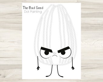 The Bad Seed Inspired Book Based Activity Printables, Ready to Print Activities, Dot Painting Digital Download, Halloween Mindset & Feelings