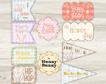 Hoppy Easter Flags, Digital Download, Printable Pennants, Easter Basket Decorations, Easter Bunny Flags, Ready to Print Flags