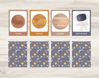 Solar System Match Game Flashcards, Space Printable Digital Download. Pre-K Worksheets, Preschool and Kindergarten Practice Educational Game