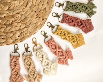 Boho Macrame Keychain: Handmade Recycled Cotton Accessory