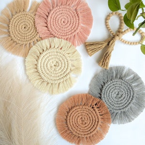 Boho Macrame Coasters | Candles Mat | Plant Mat | Handmade Bar Mats | Spring Home Decor | Wedding Favors