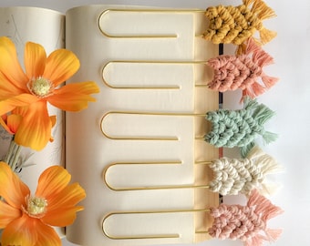 Macrame Paper Clip Bookmark: Jumbo Recycled Cotton Boho Clip