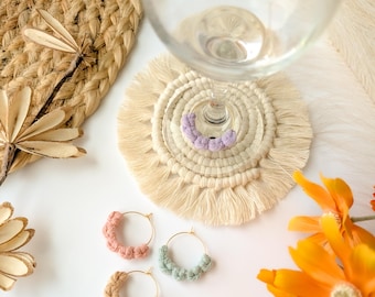 Macrame Wine Glass Charms: Boho Spring Table Decor, Set of 4