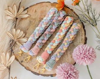 Multicolored Macrame Wristlet Keychain Lanyard Spring Accessories