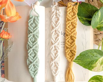 Handmade Macrame Bookmark with Tassel: Recycled Cotton Boho Style