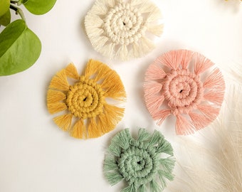 Macrame Magnets | Fall Fridge Magnets | Boho Autumn Kitchen Decor | Farmhouse Fall Home Accents | Handmade Rustic Hostess Gift