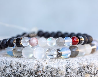 Cancer Zodiac Gemstone Crystal Bracelet