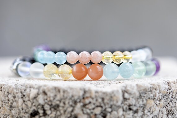 Full Moon Gemstone Crystal Healing Bracelet Etsy