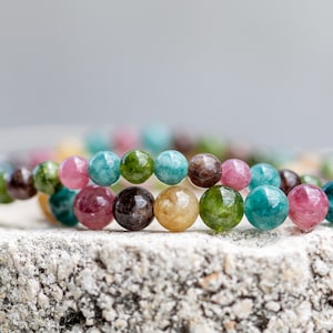 Rainbow Tourmaline Gemstone Crystal Healing Bracelet