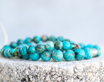 Blue Imperial Jasper Gemstone Crystal Healing Bracelet