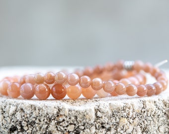 Peach Moonstone Gemstone Crystal Healing Bracelet