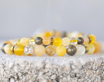 Bracelet pierres précieuses jaunes et cristal