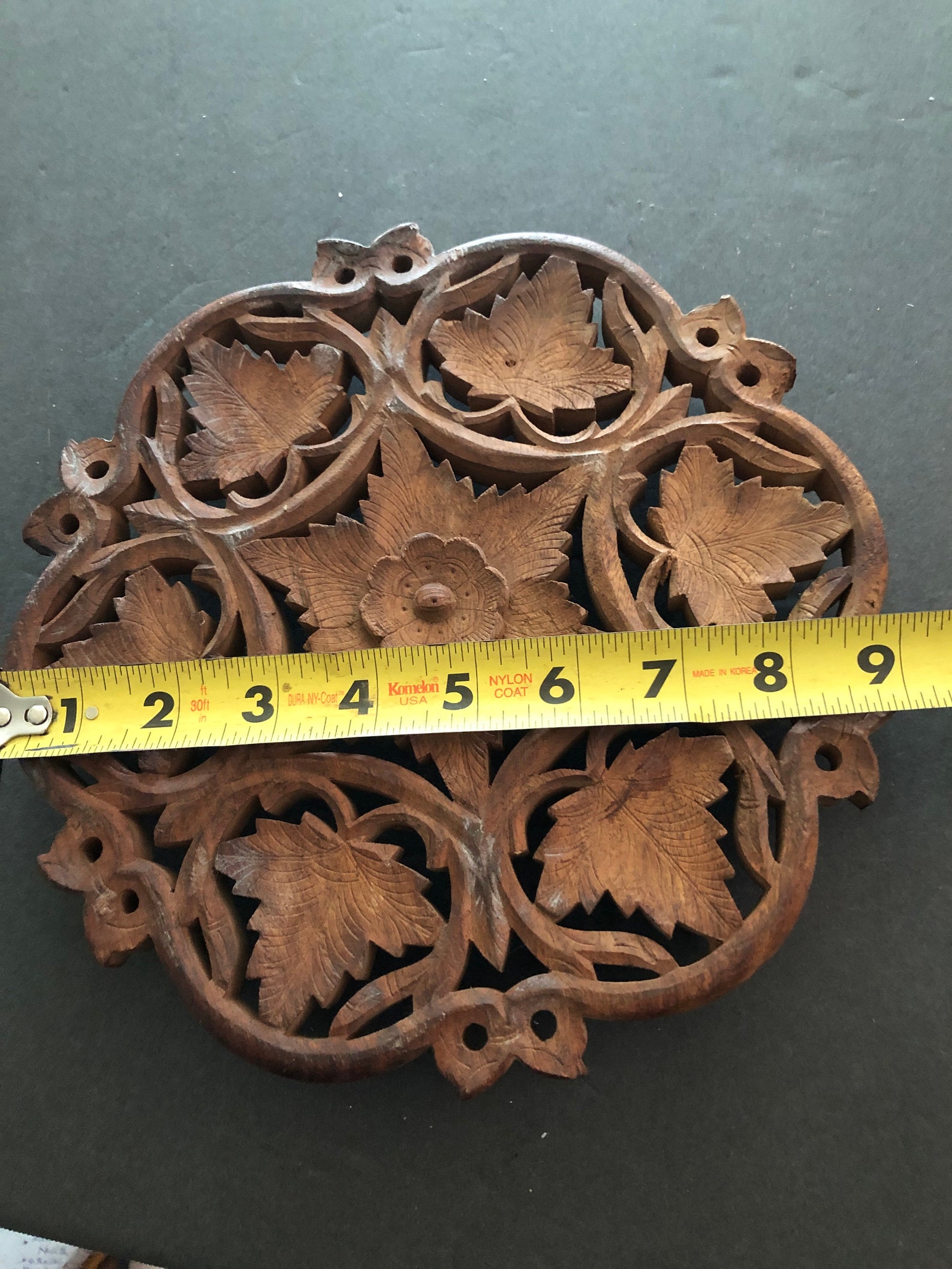 Vintage Carved Teak Footed 9 Trivet Etsy