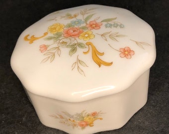 Vintage Porcelain Floral Trinket Box