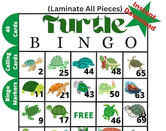 Turtle Bingo Game For Children And Adults, Bingo Game with Pics of Turtles, Bingo Turtle Game for Children and Adults,