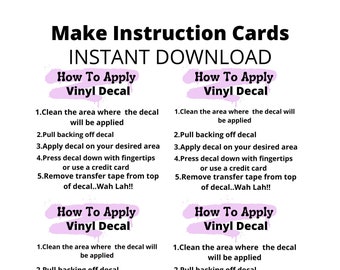 How to Apply a Decal, Decal Instructions, Care Instructions, DIY INSTRUCTIONS, Instructions Cards, Instructions Vinyl, Instructions