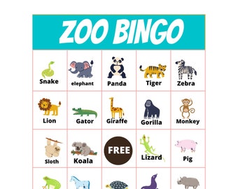 Zoo Bingo Game, Animal Bingo Game, Zoo Animal Bingo, Print and Play Bingo, Animal bingo For Kids, Animal Bingo Bundle,