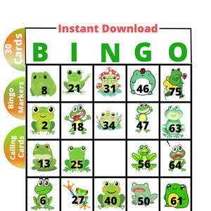 Jogo de Bingo de Sapo, pacote de jogo de bingo para jogar/Jogar Jogo de Bingo de Animais Instantaneamente/Jogo de Bingo de Animais para Crianças