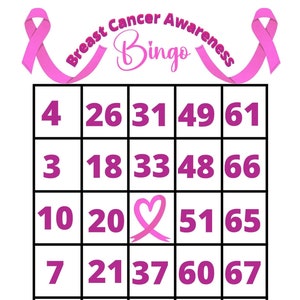 Tylko karty bingo dotyczące raka piersi