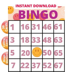 BINGO-spelbundel, direct BINGO spelen, grote bingokaarten, print en speel bingo, leuk kinderbingospel, kleurrijk bingospel 4