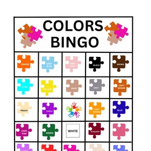 Color Bingo Game for Child, Color Bingo Game for Classroom, Printable Large Bingo cards With Colors,, Instantly Play Color Bingo Game,
