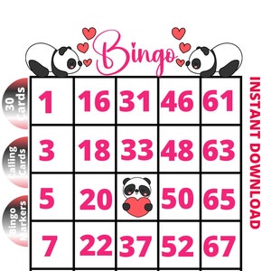 Gioco del Bingo del Panda, Gioco del Bingo del Panda per Bambini e Adulti, Cartelle del Bingo del Panda, Pacchetto del Gioco del Bingo Per Giocare 1