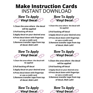 How to Apply a Decal, Decal Instructions, Care Instructions, DIY INSTRUCTIONS, Instructions Cards, Instructions Vinyl, Instructions
