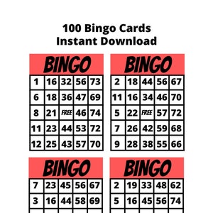 Red/Bingo Calling Cards/Calling Cards Bingo/Red Bingo Cards Template/Instant Bingo Card Printable/Bingo Cards For Kids