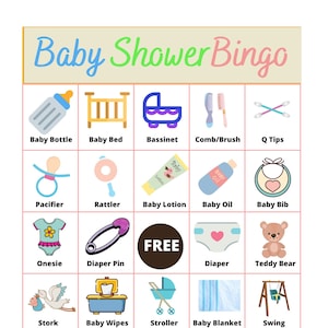 Babyshowerbingospel, babybingospel, bingospelbundel om te spelen, babyshowerbingospel met 25 kaarten 217