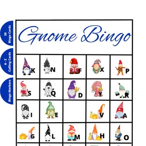 Gnome Bingo Game, Bingo Game Kit, Bingo Night Fun, Kids Bingo, Adult Bingo, Printable Bingo Patterns, Bingo Set, Bingo PDF, B172