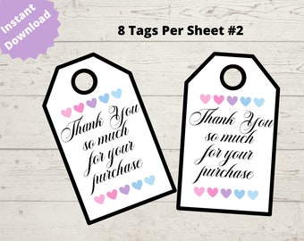 Thank You so Much for Your Purchase Printable Tag 9, Print Your Own ...