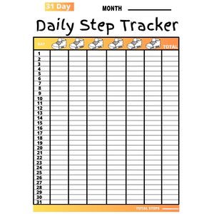 31 dagen stappenteller maandelijkse uitdaging afdrukbaar, wandeluitdagingtracker, maandelijks stappenlogboek, stappenteller, dagelijks stappenlogboek, fitnessplanner4
