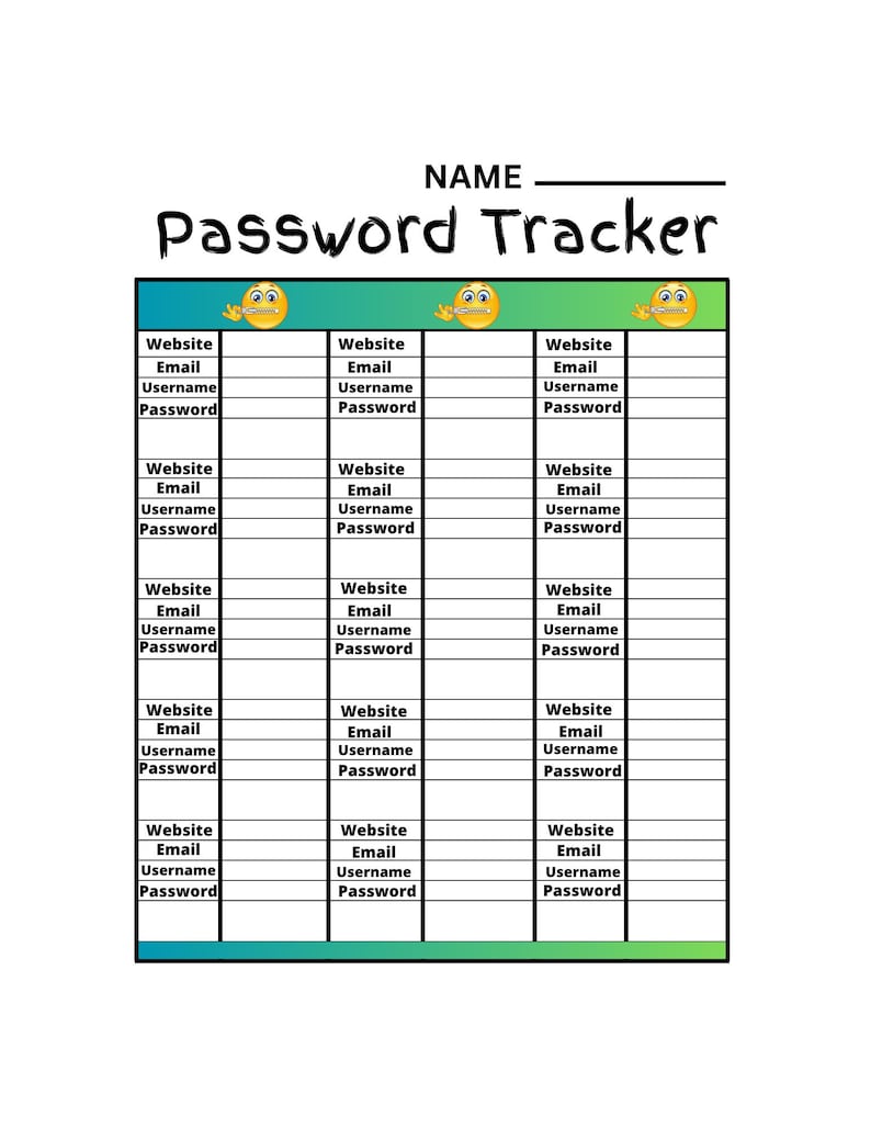 Password Tracker Printable, Printable Password Tracker, Password Log ...