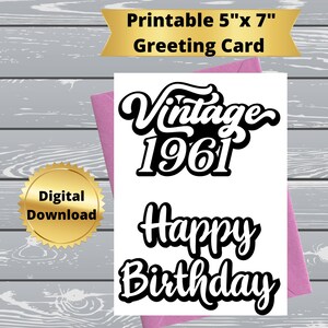 Cartão de aniversário engraçado para impressão da era vintage, cartão de aniversário engraçado para impressão, cartão de aniversário digital com citação engraçada, cartão de felicitações 5x7, 63