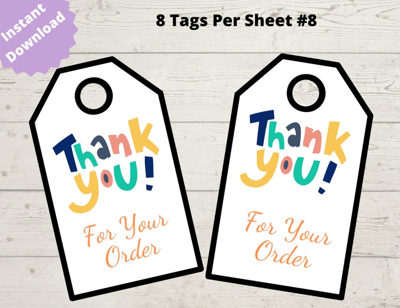 Thank You Tags to Print Out, Thank You so Much for Your Purchase Printable Tag, Print Your Own