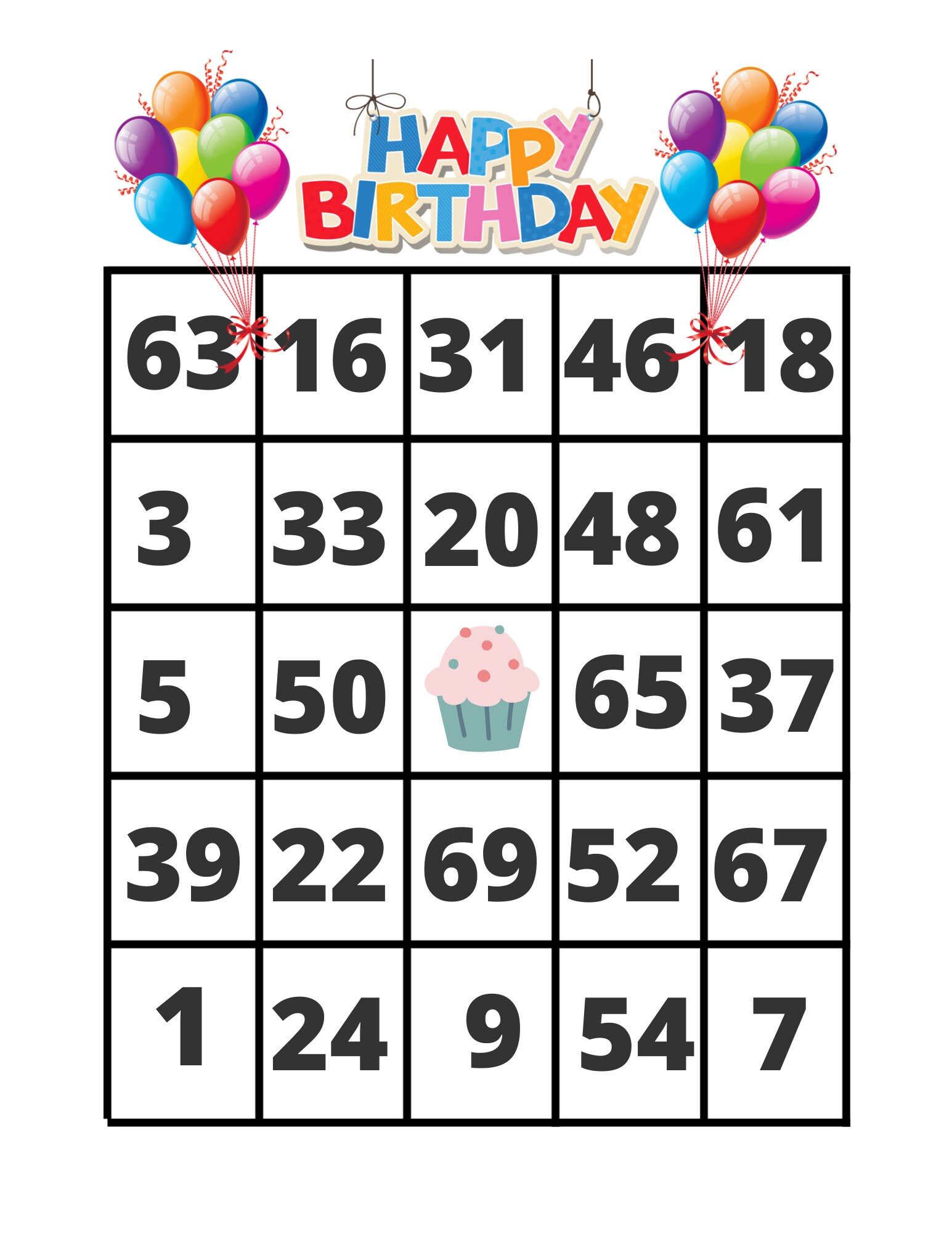 Birthday Bingo Game for Children, Play Bingo Instantly With Birthday ...