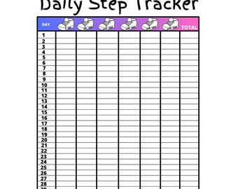 Monthly Step Tracker Printable, Daily Steps Record, Walking Journal ...