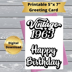 Cartão de aniversário engraçado para impressão da era vintage, cartão de aniversário engraçado para impressão, cartão de aniversário digital com citação engraçada, cartão de felicitações 5x7, 65