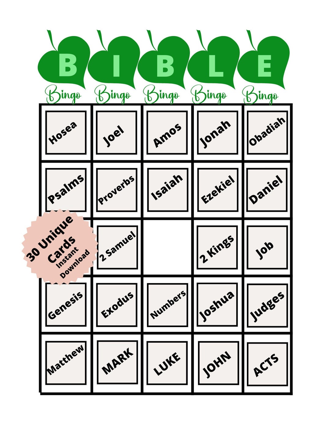 Books of the Bible Bingo, Bible Bingo for Kids, Printable Bible Game ...