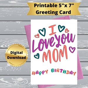 Cartão de aniversário para impressão para mãe, cartão de aniversário engraçado para impressão, cartão de aniversário digital com citação engraçada, cartão de felicitações 5x7, 42