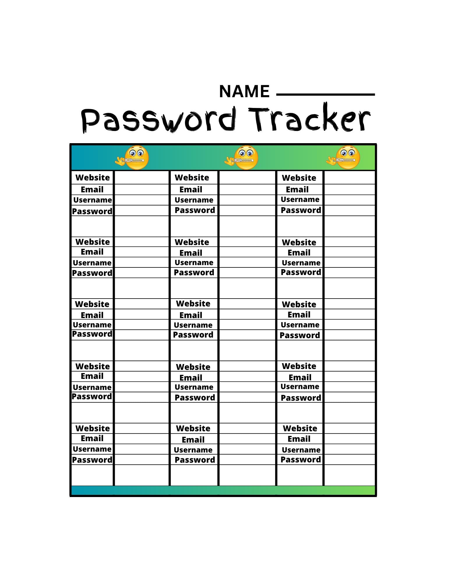 Password Tracker Printable, Printable Password Tracker, Password Log ...